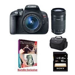 Canon EOS Rebel T5i 18MP DSLR with 18-55mm and 55-250mm IS STM Lenses Bundle + 32GB Card & More