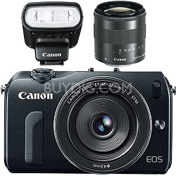 Canon EOS M 18MP Digital SLR Camera with 18-55mm STM with 22mm STM Pancake Lens & Speedlight 90EX Flash