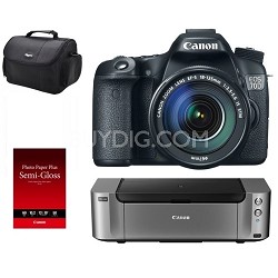 Canon EOS 70D 20.2MP Digital SLR Camera with 18-135mm Lens + Canon PRO-100 Printer + Photo Paper + Case