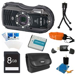 Optio WG-3 Waterproof Digital Camera -  Black  8GB Bundle
