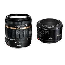 Tamron 18-270mm f/3.5-6.3 Di II VC PZD AF Lens for Canon + 50mm F/1.8 Bundle