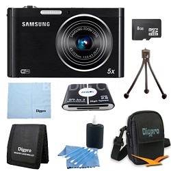 Samsung DV300F 16MP WiFi Dual LCD Digital Camera, 5x Optical Zoom + 8GB MicroSD Card + Carrying Case + Card Reader + Table-top Tripod + Wallet