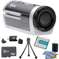 Xtreme Sports Full HD 1080p Waterproof Helmet Video Camera (Silver) Ultimate Kit