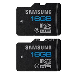 2-Pack Samsung microSD High Speed 16GB Class 6 Memory Card - Bulk Packaged