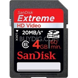 4 GB Extreme HD Video Secure Digital HC Memory Card (SDSDX-004G-X46) 20MB/s