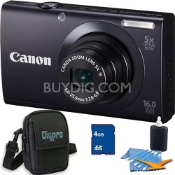 Canon PowerShot A3400 IS 16MP Digital Camera Bundle w/ 5x Optical Zoom, 3" LCD - Black