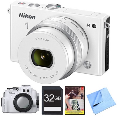 Nikon 1 J4 18.4MP Mirrorless Digital Camera with 10-30mm Lens + WP-N3 Underwater Case + Adobe Photoshop Elements12