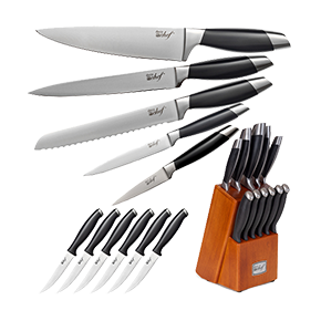 12-Pc. Stainless Steel Gourmet Knife Set with Storage Block